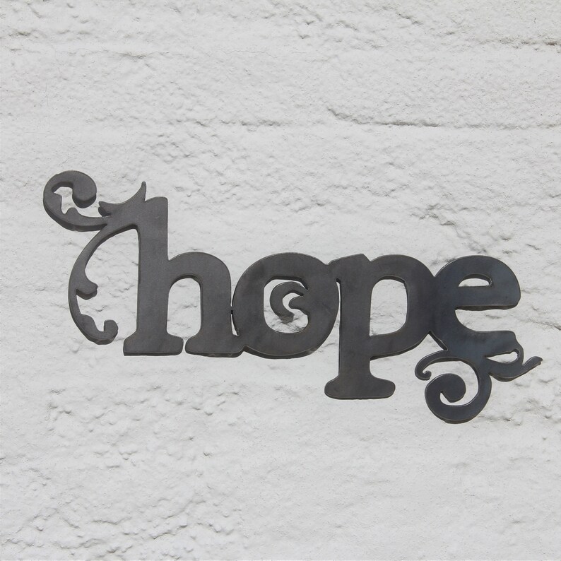 Hope Metal Wall Decor Hope Fancy Wall Hanging Hope Scroll Etsy
