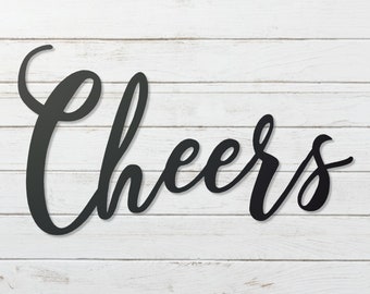 Cheers Decorative Metal welcome Sign, Cheers welcoming word art, Cursive Metal Cheers Porch Decor