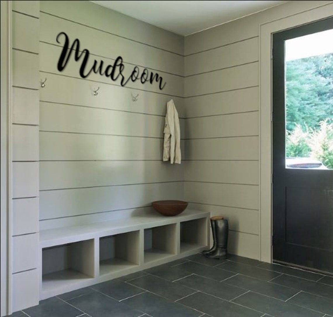 Mudroom Sign Mud Room Metal Word Sign Mudroom Cursive Wall Etsy