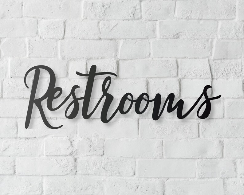 Restroom or Restrooms Sign Metal Word Sign Restaurant Decor Etsy