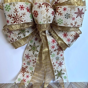 Handmade Christmas Bow for Wreaths and Home Decor! Large