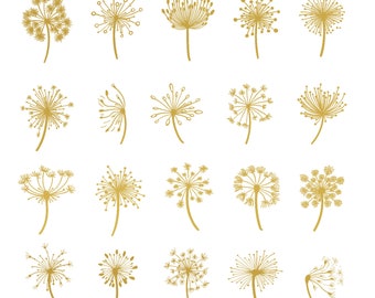Dandelions Ceramic or Glass Decal - Available in 22k Real Yellow Gold or Black