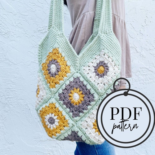 Desert Blooms Granny Square Tote Crochet Pattern / Granny | Etsy