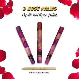 Rose Petals Cone / Wraps with Organic Handmade Palm Leaf - 3 Wraps/ 1 grams