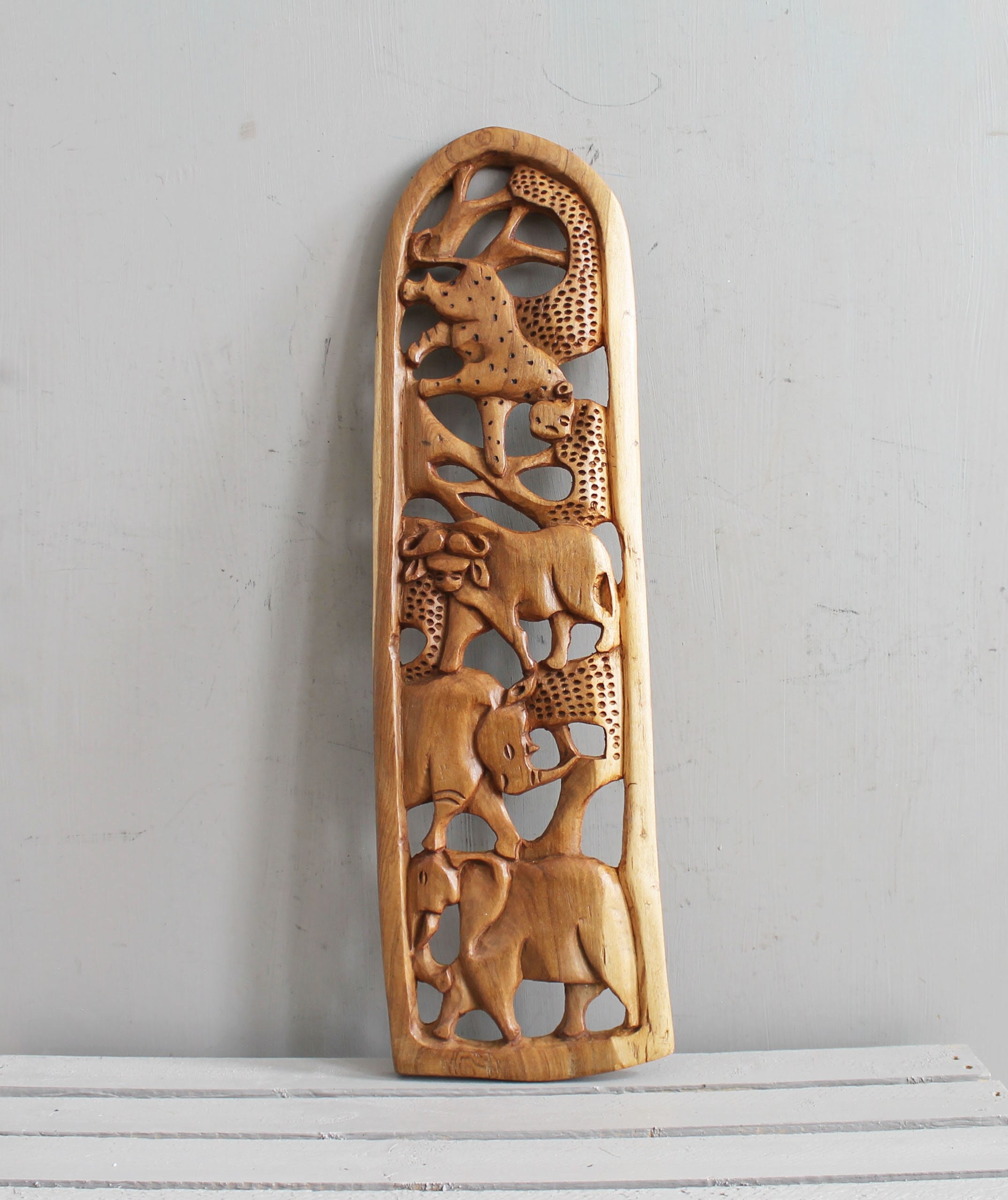 Africa Big Five Hand Carved Wall Hanging African Big 5 Animal Etsy