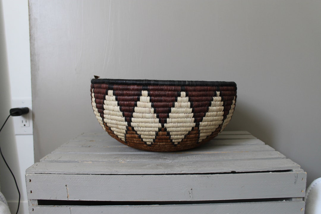 13'' Africa Zulu Palm Basket Hand Woven Tray South Etsy