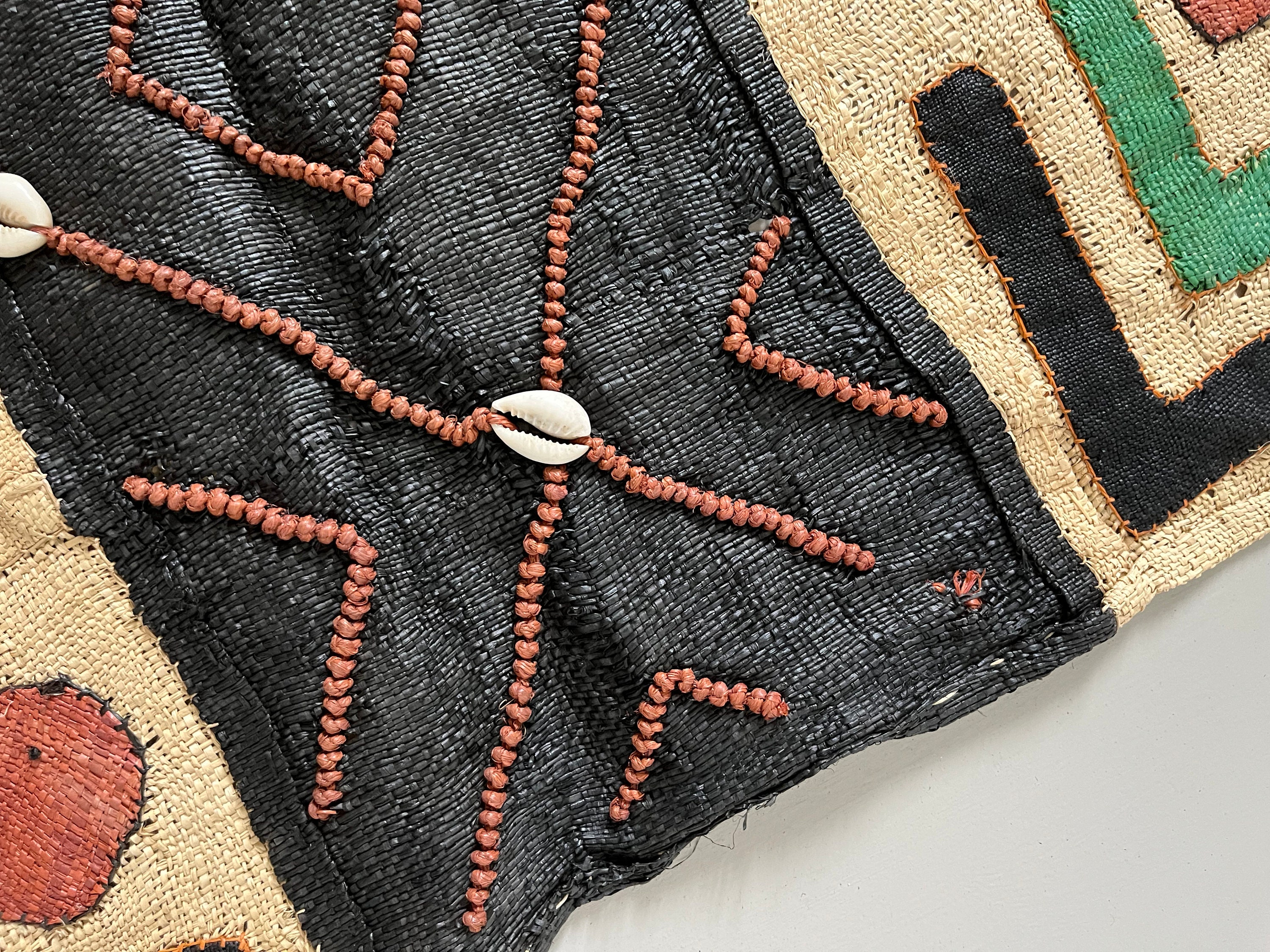 Paño africano Kuba de 25 pulgadas, tela de rafia DRC, tejido a mano, tejido  a mano, tela de barro, bordado de Congo, para colgar en la pared, gran