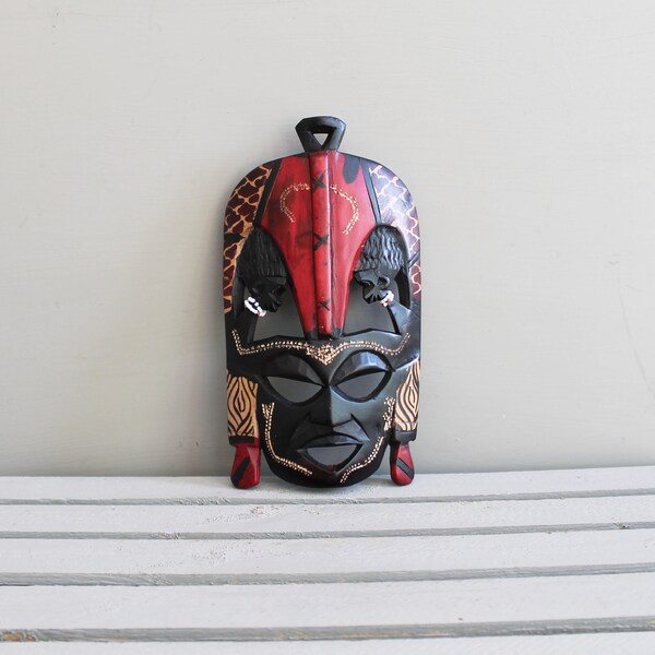 5'' / 9,5'' Afrika Hand geschnitzt Maske afrikanischen Holz Wandbehang Kunst Kenia Masai Maasai Maske