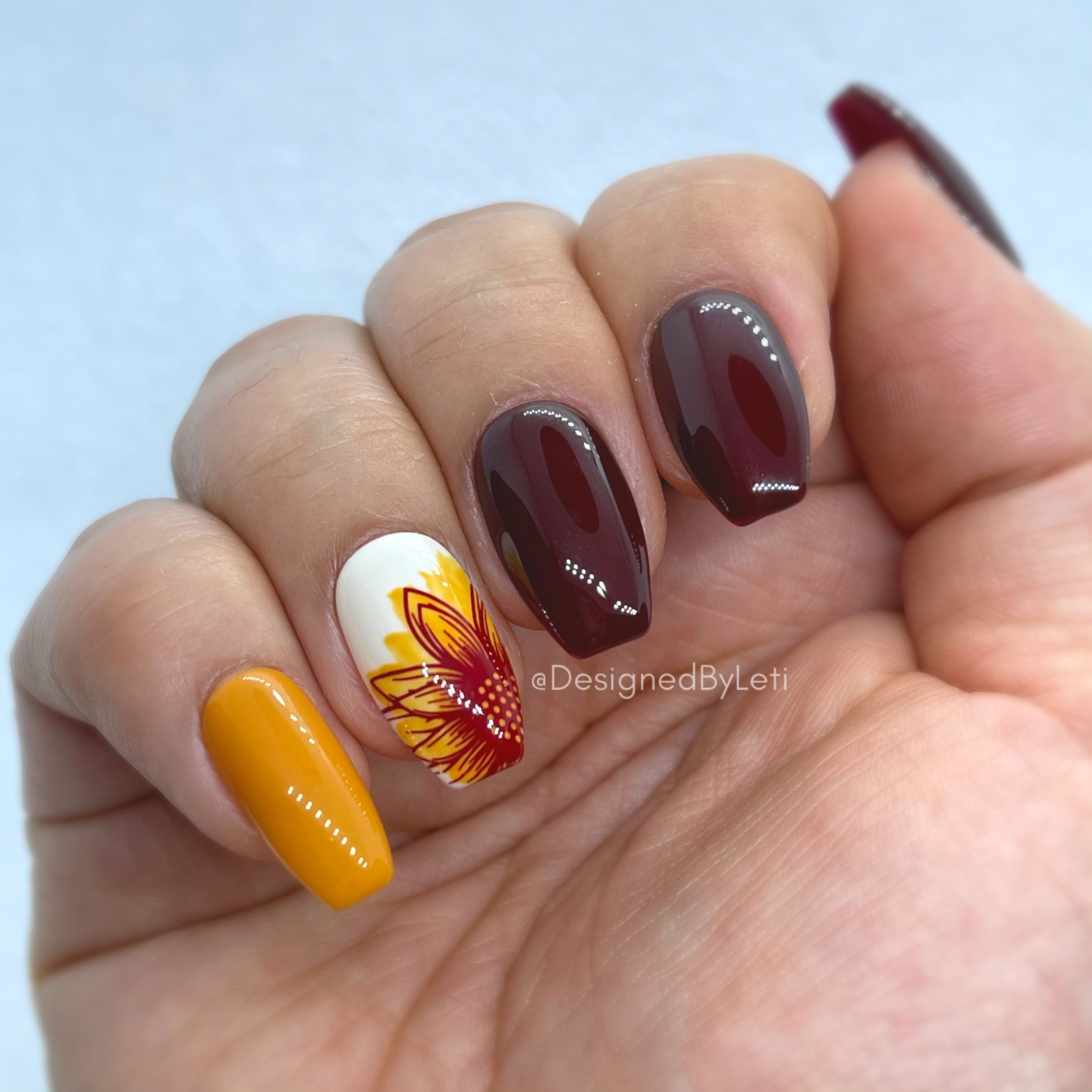 Fall Inspired Press on Nails Sunflower Press on Nails - Etsy