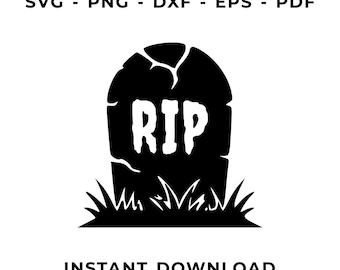 Halloween RIP Tombstone SVG, Spooky Graveyard Gravestone Cut File for Cricut Silhouette, Instant Digital Download