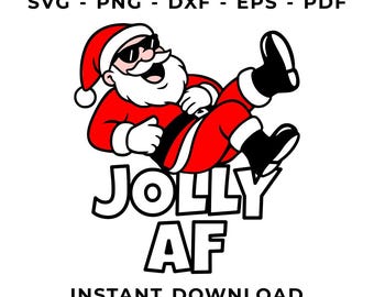 Santa jolly af design, funny Christmas cut file, sunglasses, cricut silhouette, svg png dxf eps pdf