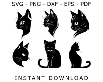 Cat lovers 6 unique designs bundle, Cat SVG and cut files
