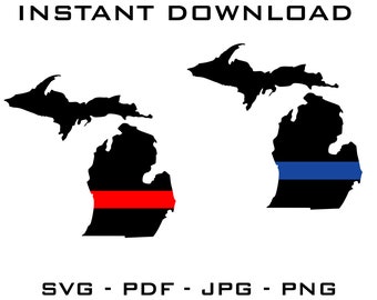 Michigan Police Fire SVG – Thin Line State Cut Files (Digital Download)