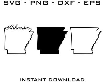 Arkansas State Outline Bundle (svg, png, dxf, eps) (Digital Download)