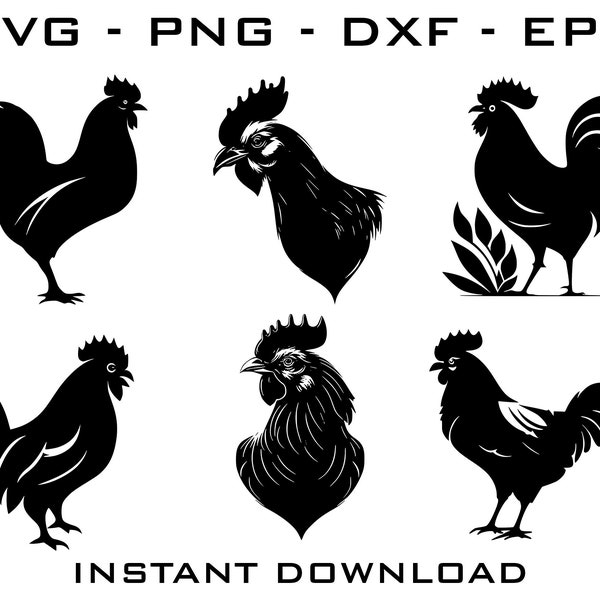 Rooster lovers 6 designs bundle, Rooster SVG and cut files