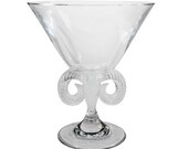 Lalique France Aires Crystal Compote Bowl Vase Frosted Rams Head