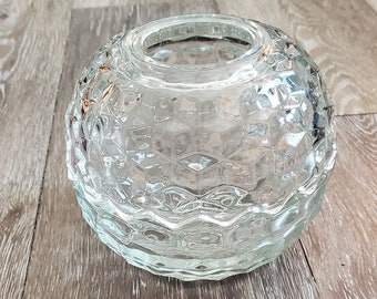 Homco Clear Glass Round Fairy Lamp - Indiana Glass - Retro Home Decor