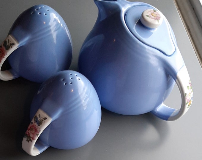 Halls Tea Set 1940's Halls Rose Parade Tea Pot With Salt & Pepper Set Flowers Baby ...