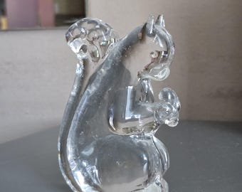 Squirrel Paperweight Glass puffy tail - Forest Animals - Nature - SQUIRREL Figurine