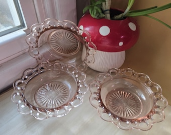 Pink Depression Anchor Hocking Old Colony Bowl - Set of 3 - 1950's - Lovely Retro Style -