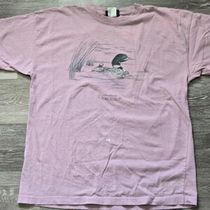 Vintage Marshlands Canada Pink Loon T Shirt Size M Bird Sanctuary Parks Shirt Wild Life