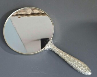 Vintage Vanity Hand Mirror Japan - Beauty and Beast Style - Detailed Handle Magnified Victorian mirror - Belles Mirror 2 sides