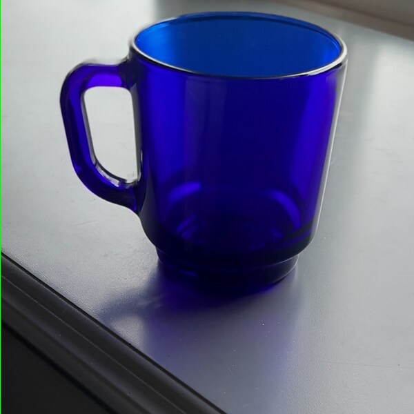 Cobalt Blue Coffee Mug Vintage Clear Blue majestic colored MADE in France