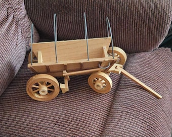 Wooden Wagon Vintage Lamp - Wagon only - Wheels brake work - Unique to finish or pretend play