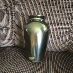 Vintage Haeger Pottery Floral Metallic Bronze Ceramic Vase 9 Inches Tall