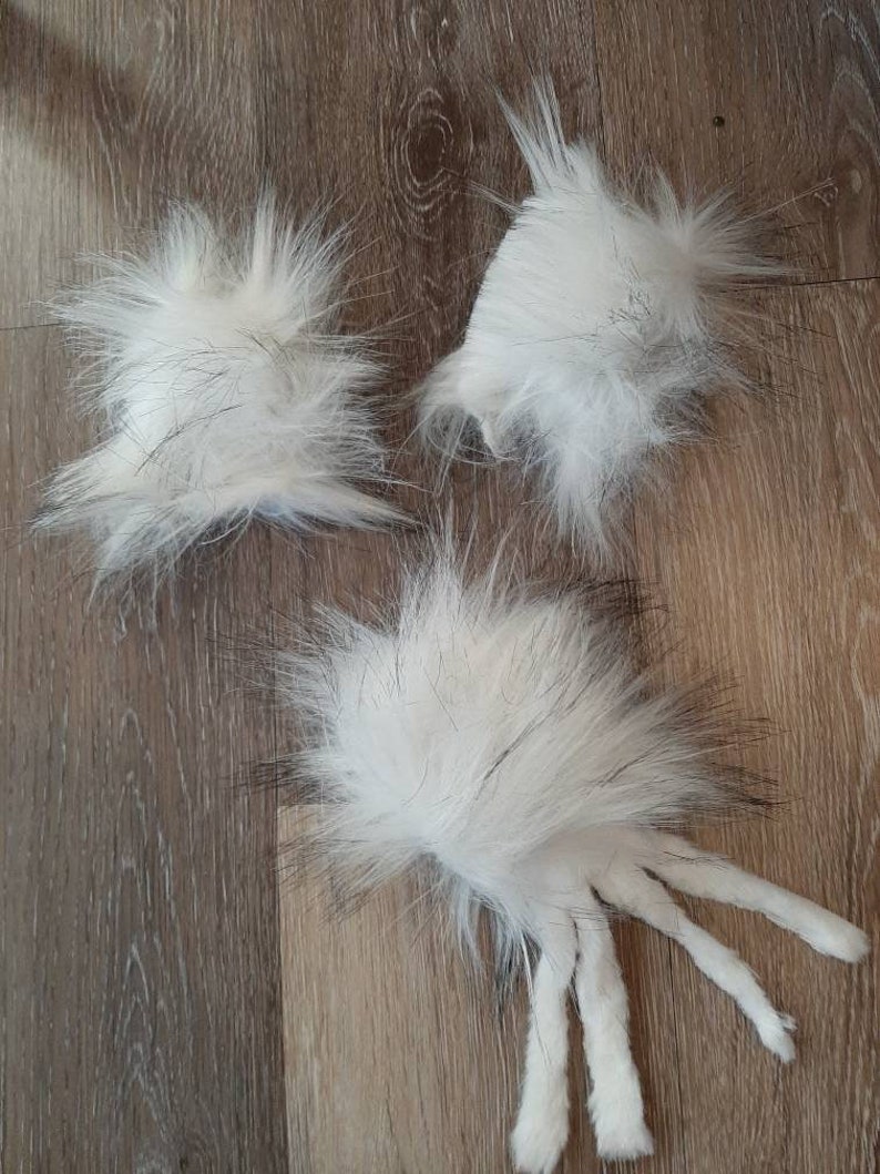Handmade White Faux Fur Sturdy Cat toy with Bell  Tribble Toy image 0