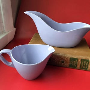 Lilac Royalon Melmac Gravy Boat and Creamer Cup MCM Melamine Mid Century
