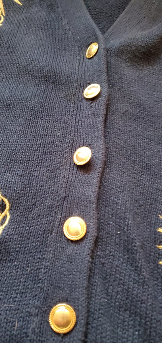 Vintage Navy Maggie Lawrence Embroidered Button U… - image 7