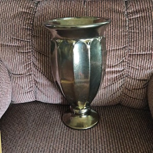 Vintage Haeger Pottery Floral Metallic Bronze Ceramic Vase
