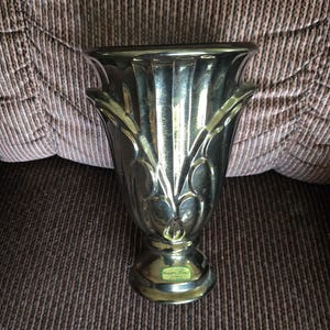 Haeger Vase 708-81 Metallic Bronze Cabbage Leaf Design - Floral Flower Arrangement