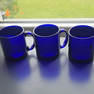 Cobalt Blue Coffee Mug Vintage - Set of 3 - Blue majestic - MADE in USA