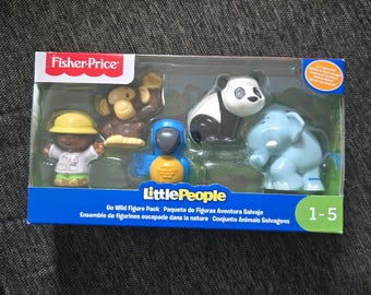 Little People Go wild Figure Pack 2019 - Panda Bear Monkey Elephant Parrot - Animal and Zoo Keeper