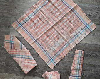 Peach Teal Blue Table Napkins - set of 4 - Woven texture - Unique Texture