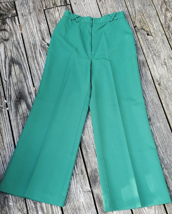 Vintage Garland Green Polyester Wide Pant - Petite
