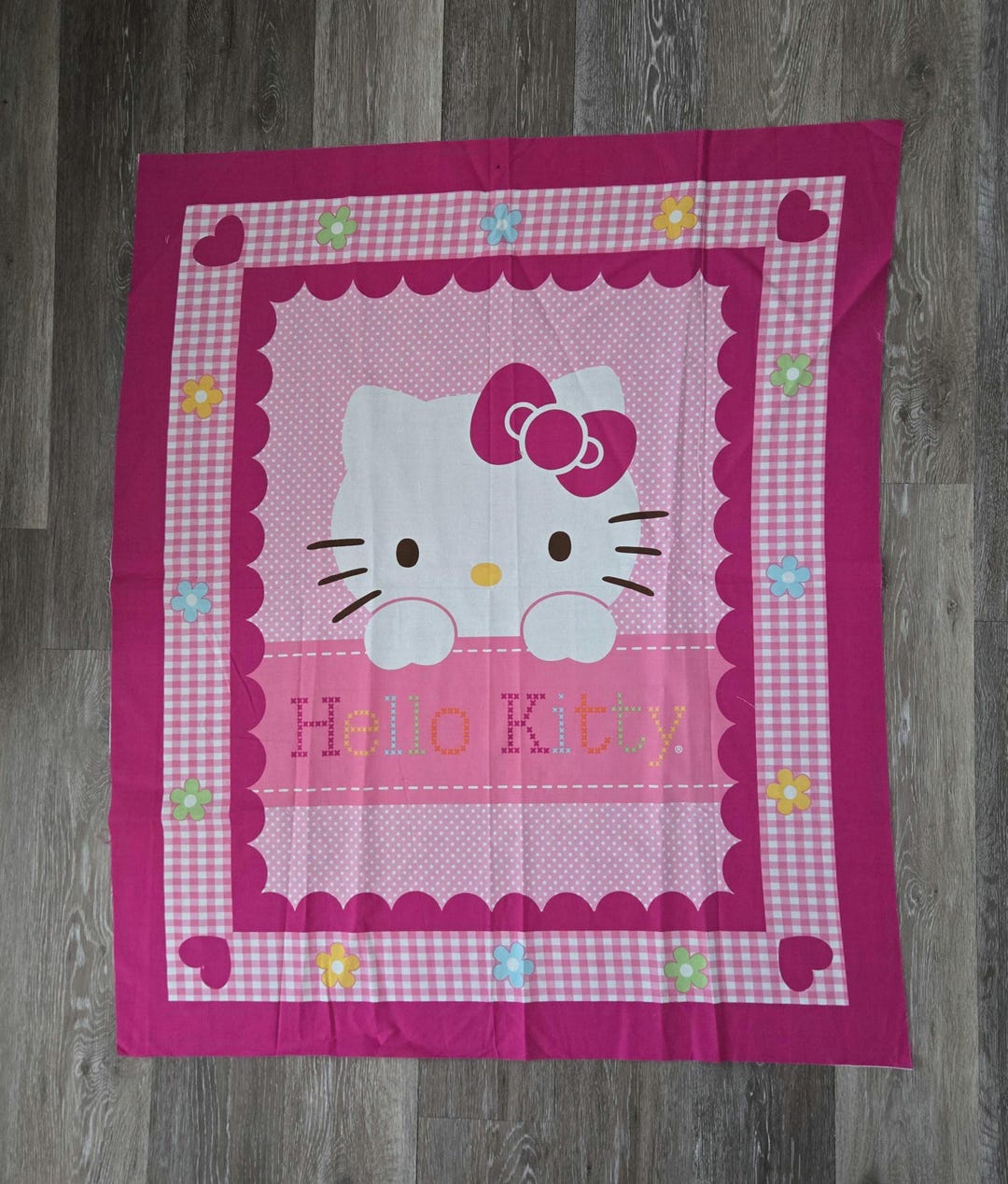 Hello Kitty Fabric Panel - Vintage Fabric Cut and Sew Fold and Go Set ...