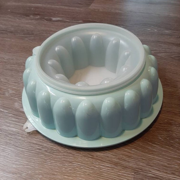 Vintage Pastel Blue Tupperware Jel-N-Serve 3 piece Jello Mold 1970s Jell-O Mold Dessert Mold Aspic Salad Mold Ice Ring Mold Retro 1203-8