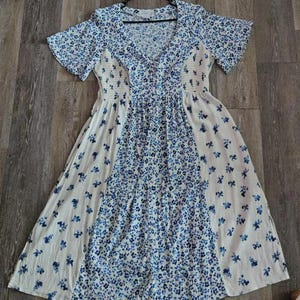 slim fit dress slacks Blue Floral Smocked Ruffle Maternity Dress – PinkBlush main image 1