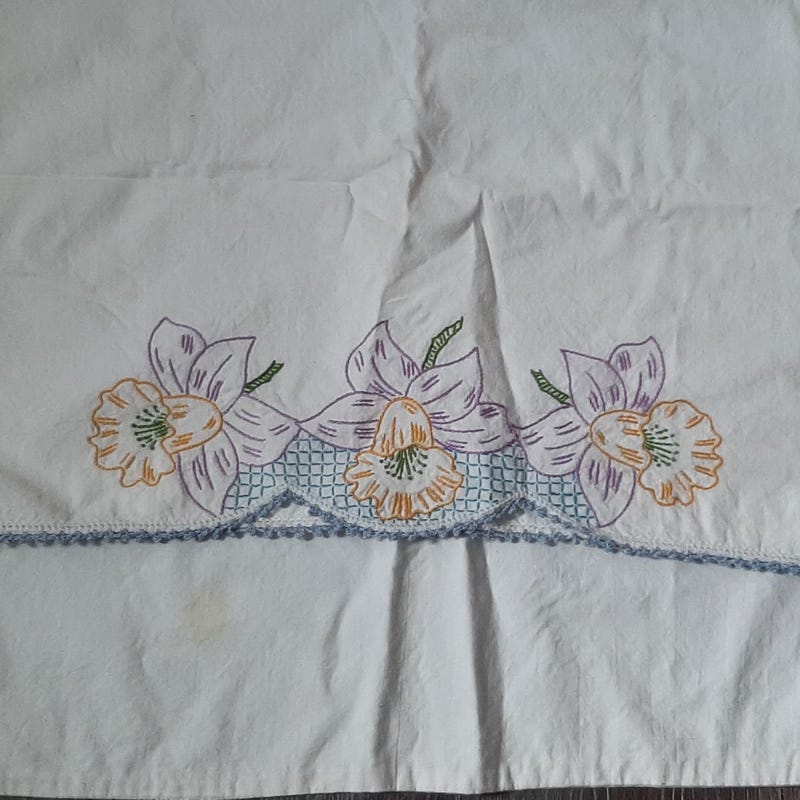 Hand embroidered pillow cases etsy