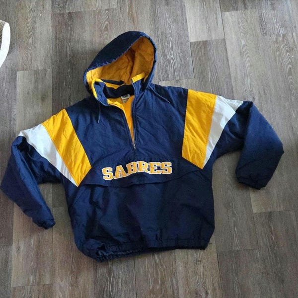 Vintage Starter Buffalo Sabres Pullover Hooded Jacket NHL Medium 90s Licensed Hockey