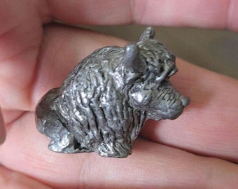 Michael Ricker Pewter Mini Buffalo Bison Cartoon Wild Animal  Mini Figurine Made in USA - Farm Animals- Vintage