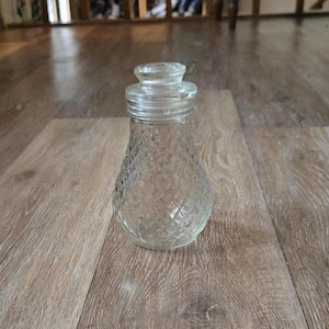 Apothecary Diamond Point Glass Bottle with Clear Glass stopper Potion bottle - Witchy Decor - Pressed Glass