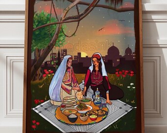 Sunset over Jerusalem - Art Print| Palestine Arab Art