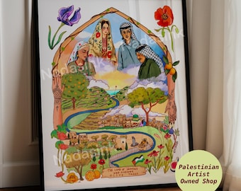 The Land of Oranges and Olive Trees | Palestine Art Print | Palestinian Poster/Painting