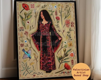 Palestinian Mosaic - Art Print | Palestine Art | Palestinian Women Painting | Middle Eastern Decor/Arab wall Art