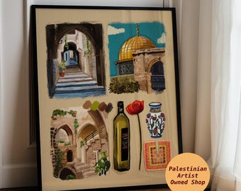 Scenes from Palestine - Art Print | Palestinian painting poster