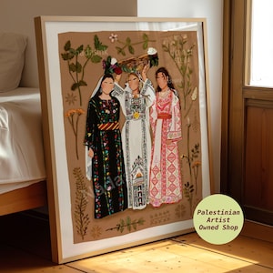 Noche de Henna - Lámina artística de mujeres palestinas / Póster de Tatreez Palestina